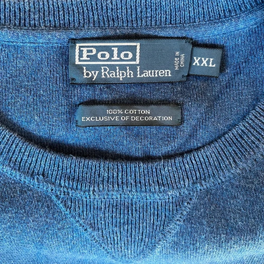 Polo by Ralph Lauren Vintage Crewneck Long Sleeve Cotton Sweater Blue XXL